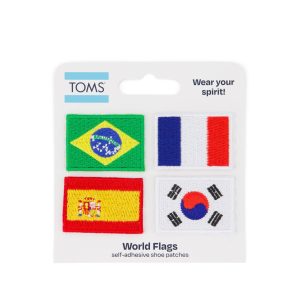 World Flag Adhesive Shoe Patches: Brazil. France. Spain. South Korea