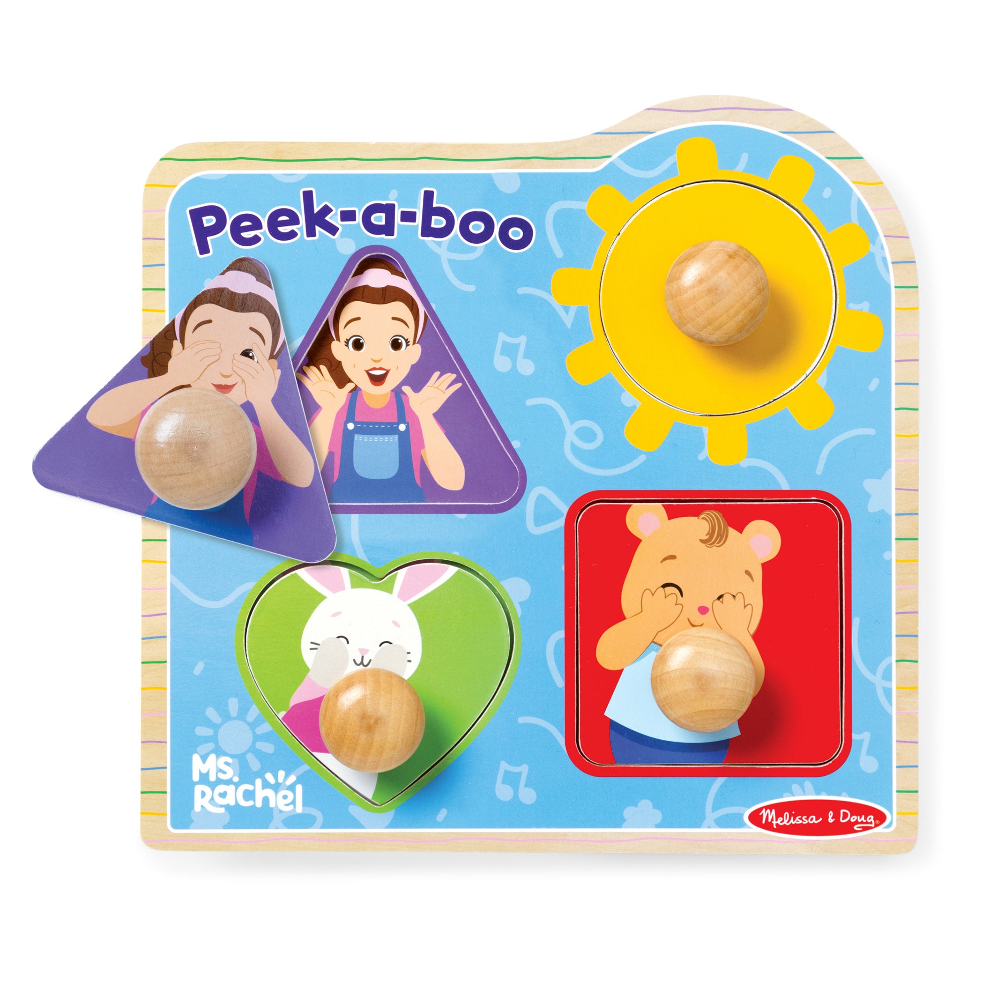 Ms. Rachel™ Wooden Peek-a-Boo Jumbo Peg Puzzle – 4 Pieces - Image 4
