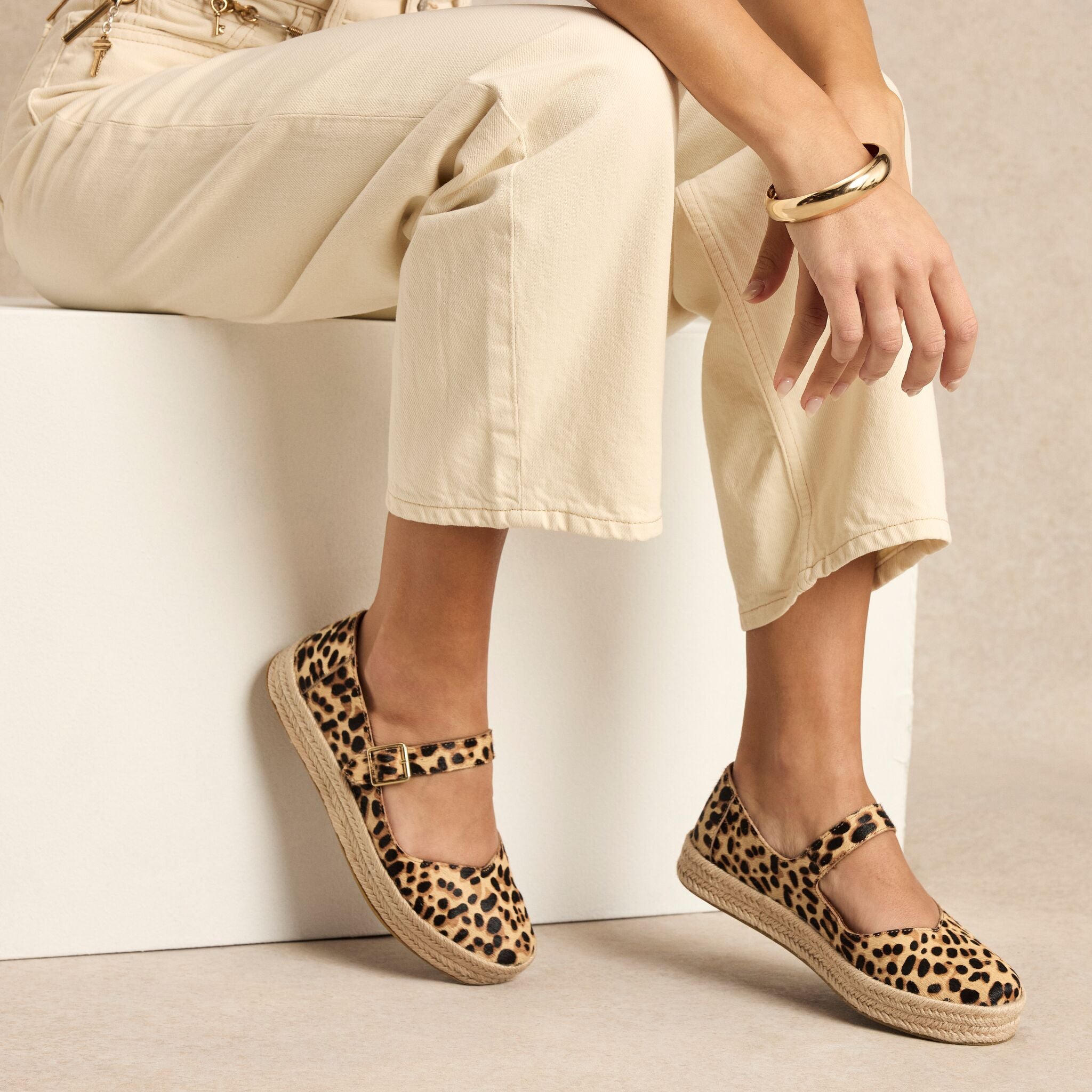 Womens Carolina Mary Jane Espadrille Brown Sugar Leopard Print Hair - Image 2