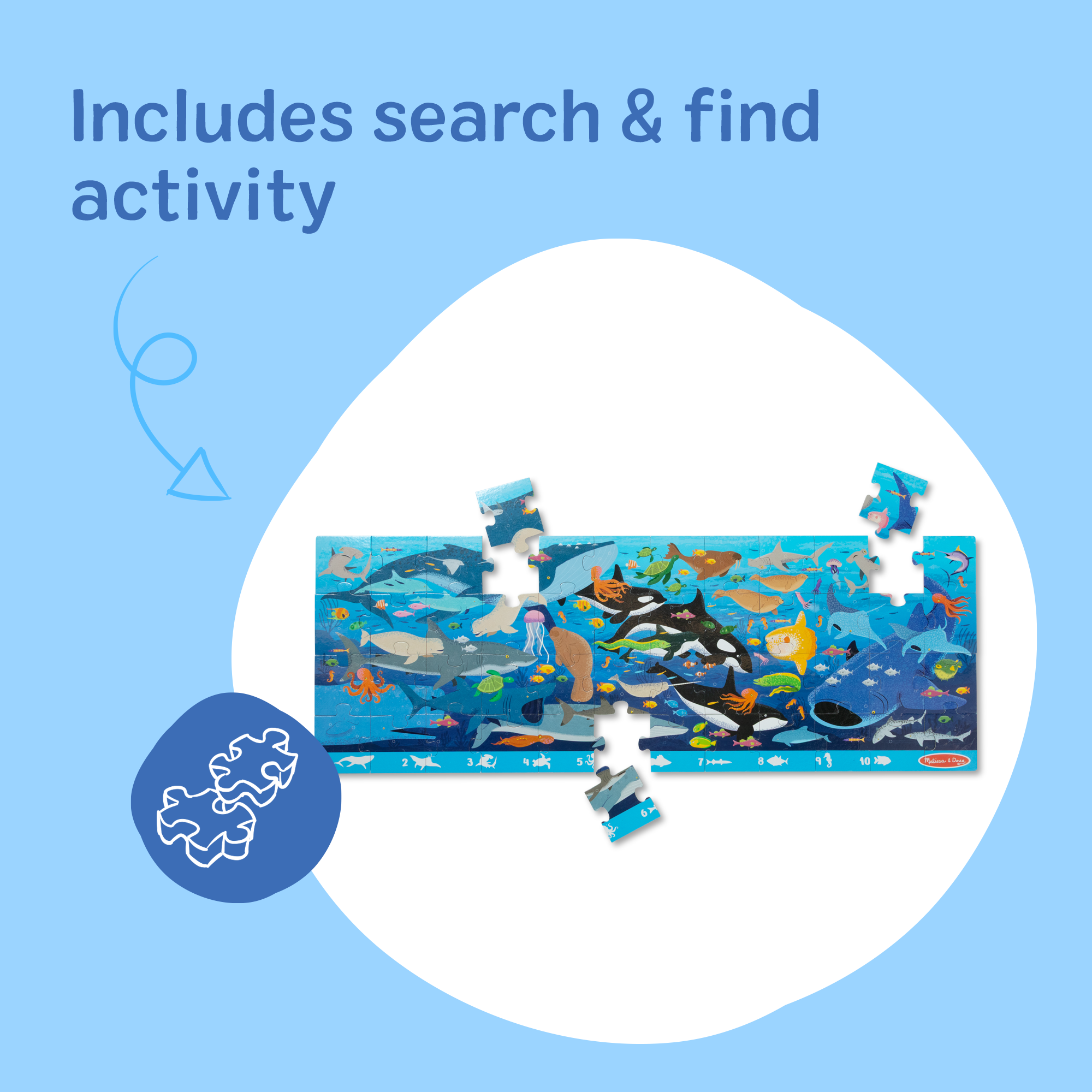 Search & Find Beneath the Waves Floor Puzzle - 48 Pieces - Image 4