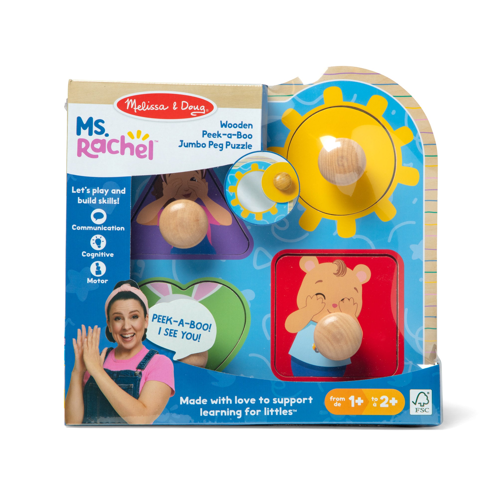 Ms. Rachel™ Wooden Peek-a-Boo Jumbo Peg Puzzle – 4 Pieces - Image 3