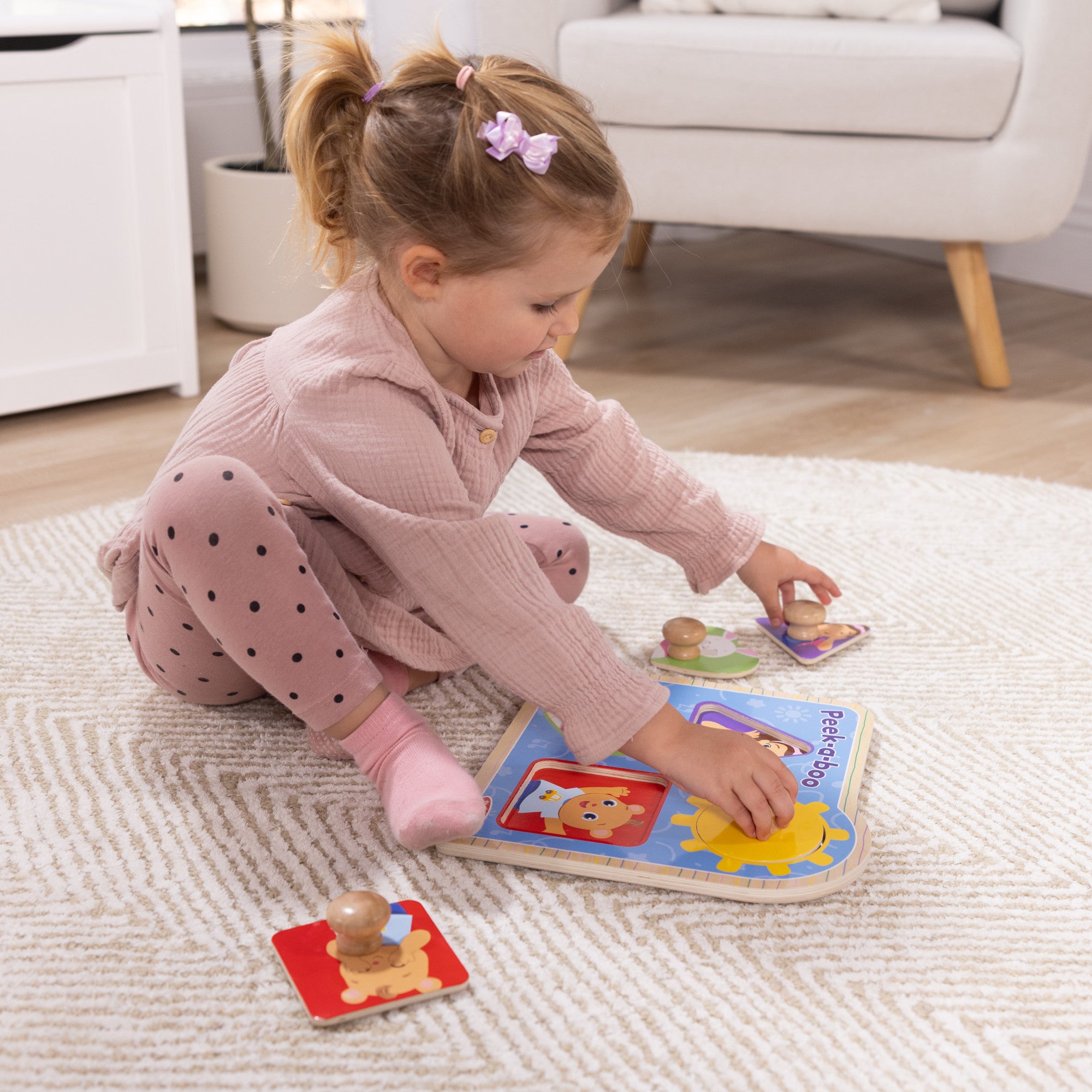Ms. Rachel™ Wooden Peek-a-Boo Jumbo Peg Puzzle – 4 Pieces - Image 7