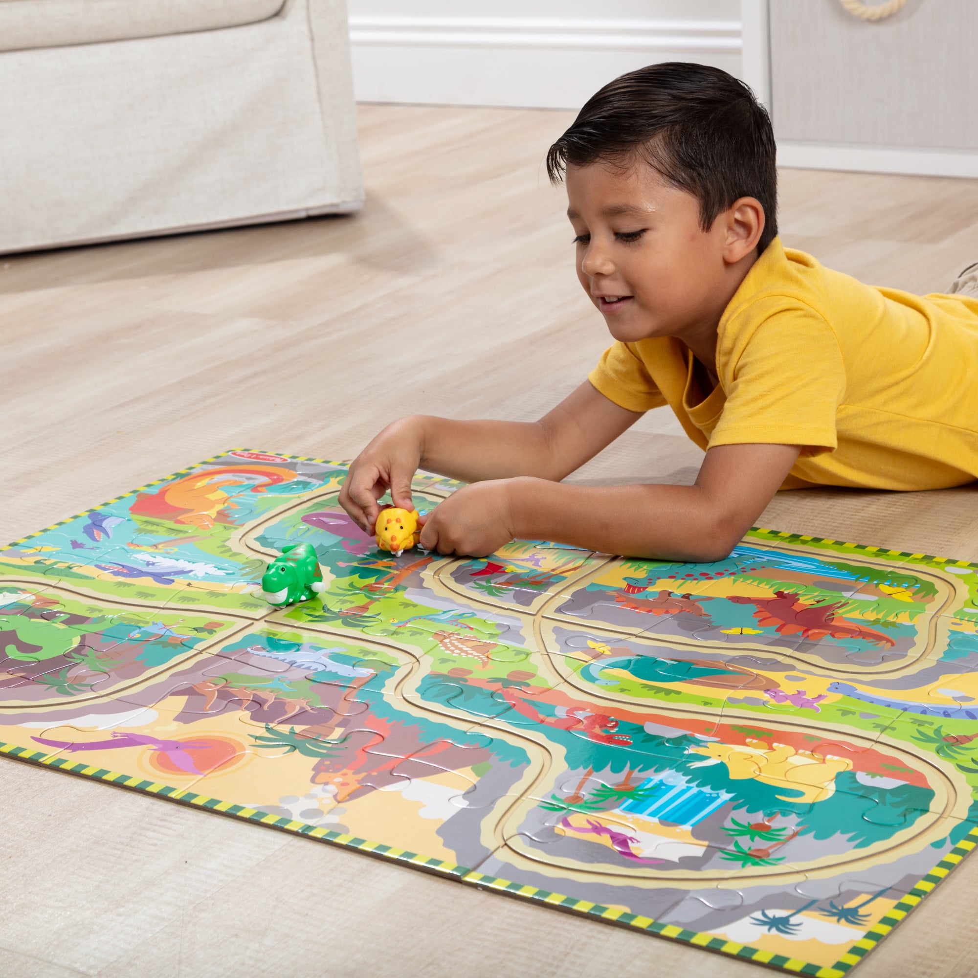 Dinosaur Adventure Tracks Floor Puzzle – 48 Pieces + 2 Wind-Up Dinosaurs - Image 2