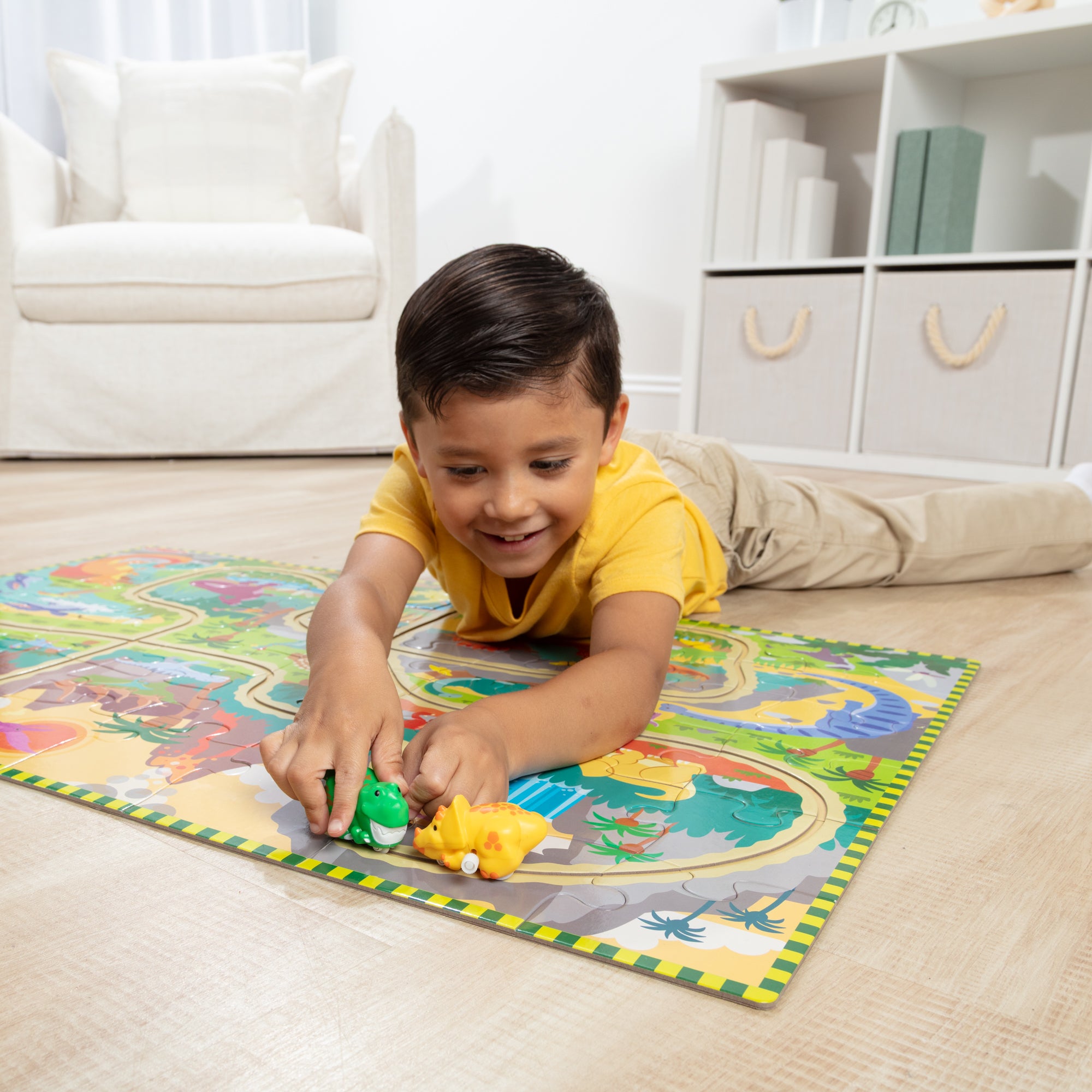 Dinosaur Adventure Tracks Floor Puzzle – 48 Pieces + 2 Wind-Up Dinosaurs - Image 6