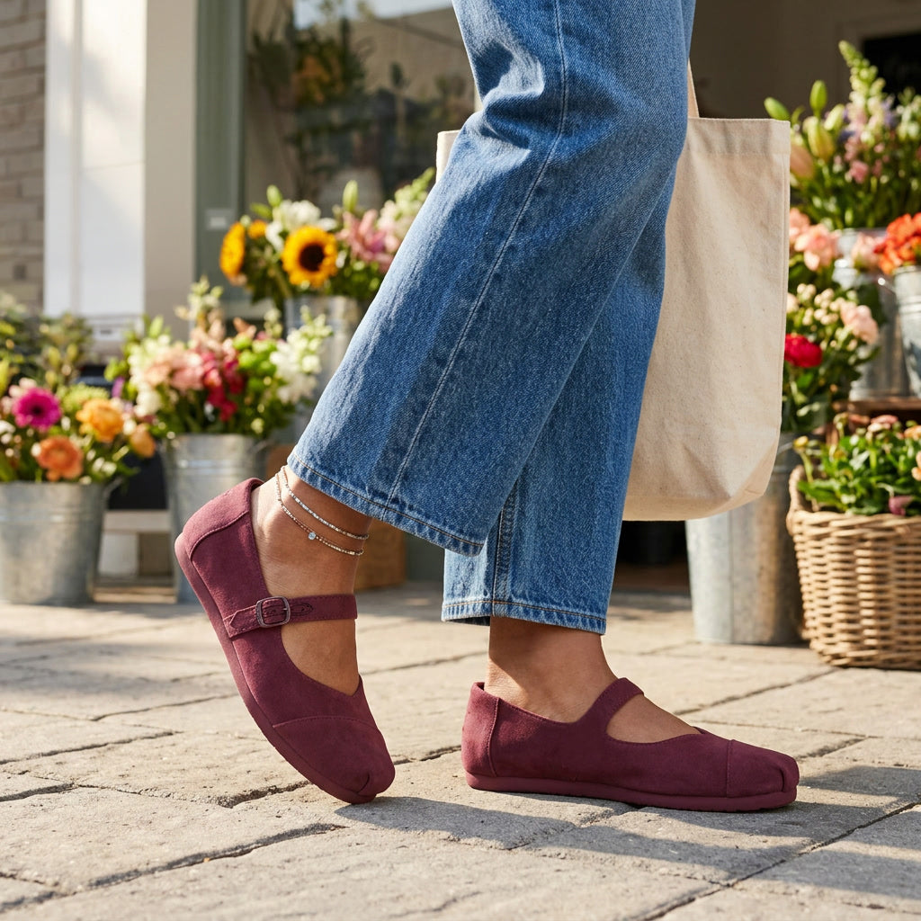 Womens Alpargata Mary Jane Dark Burgundy Premium Velvet - Image 2