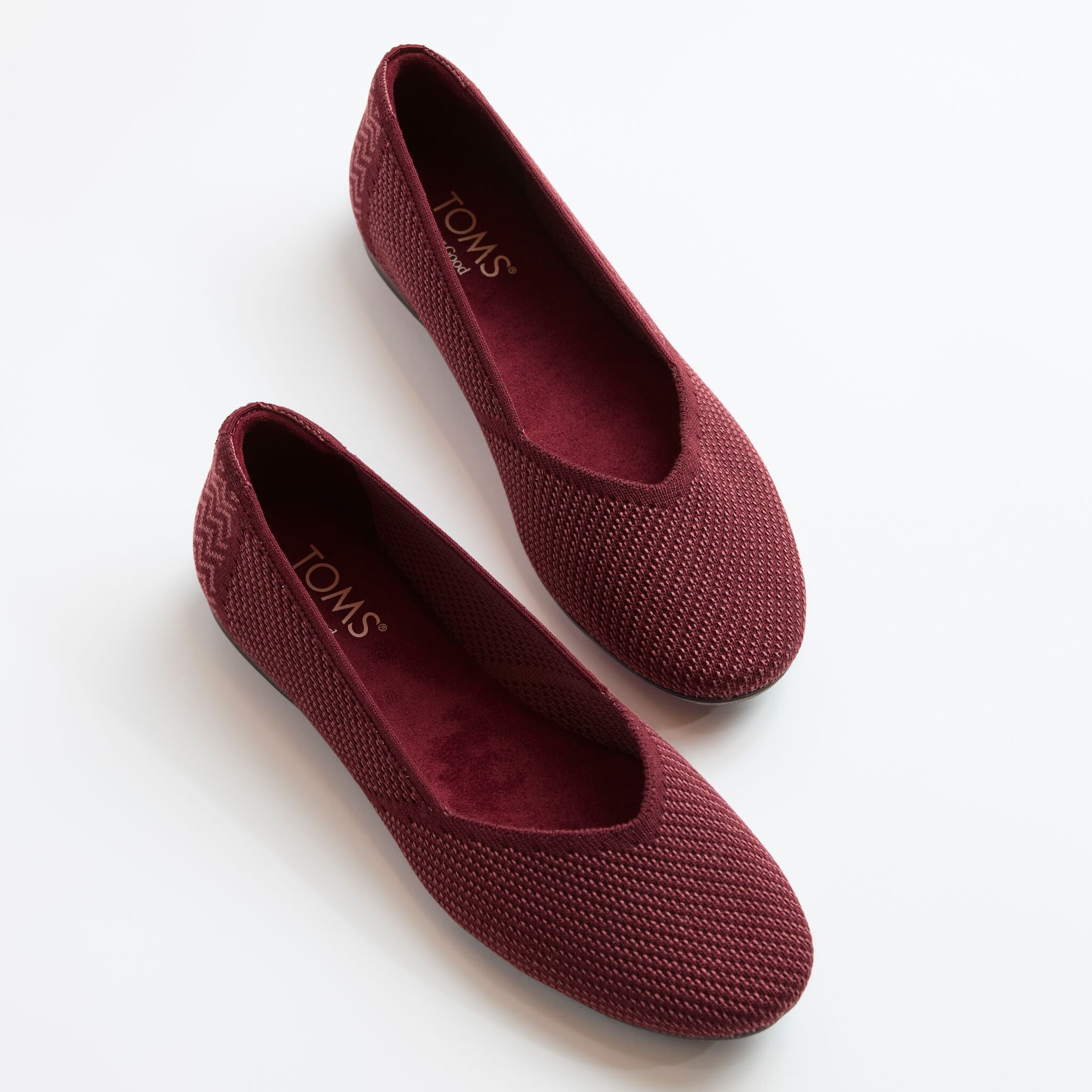 Womens Gemma Flat Burgundy Engineered Knit - Image 2