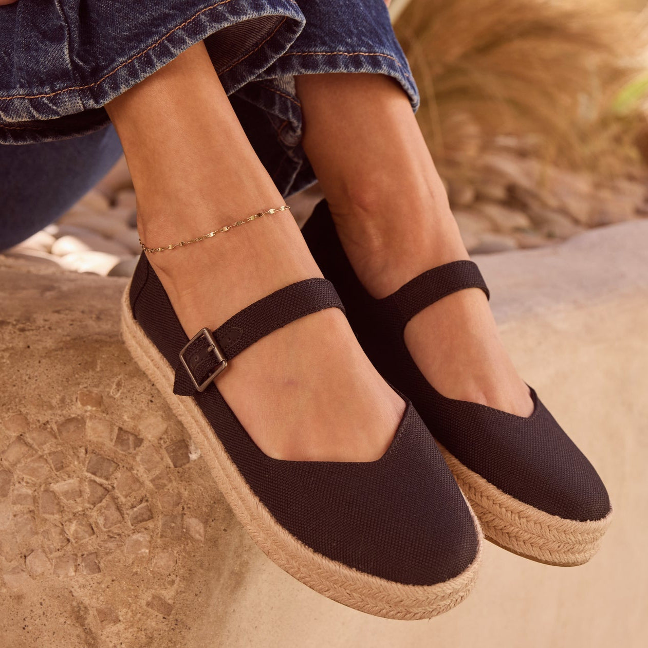 Carolina Mary Jane Espadrille Black Heavy Canvas - Image 2