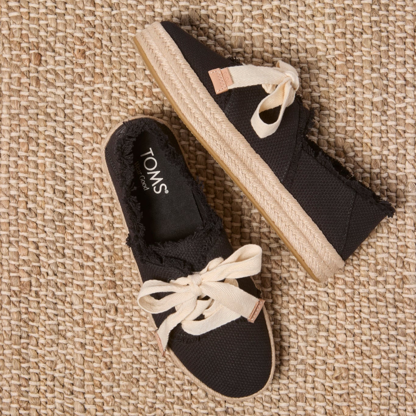 Carolina Lace-Up Espadrille Black Beachside Woven - Image 2
