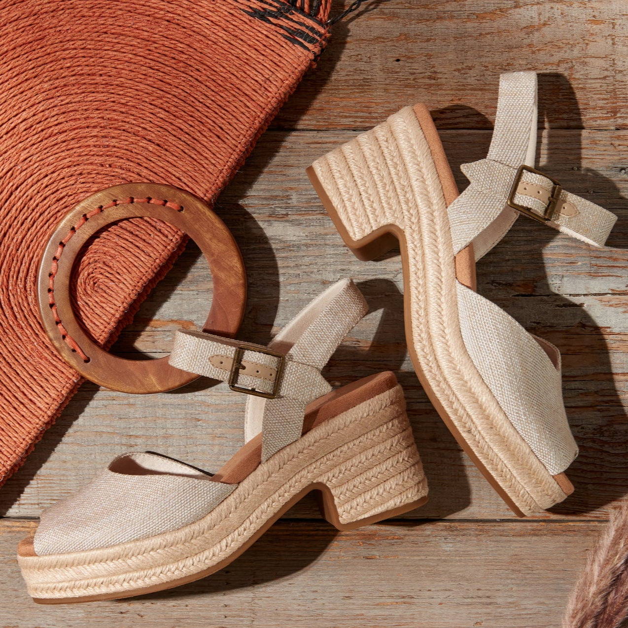 Isla Peep Toe Heeled Sandal Natural Yarn Dye - Image 3