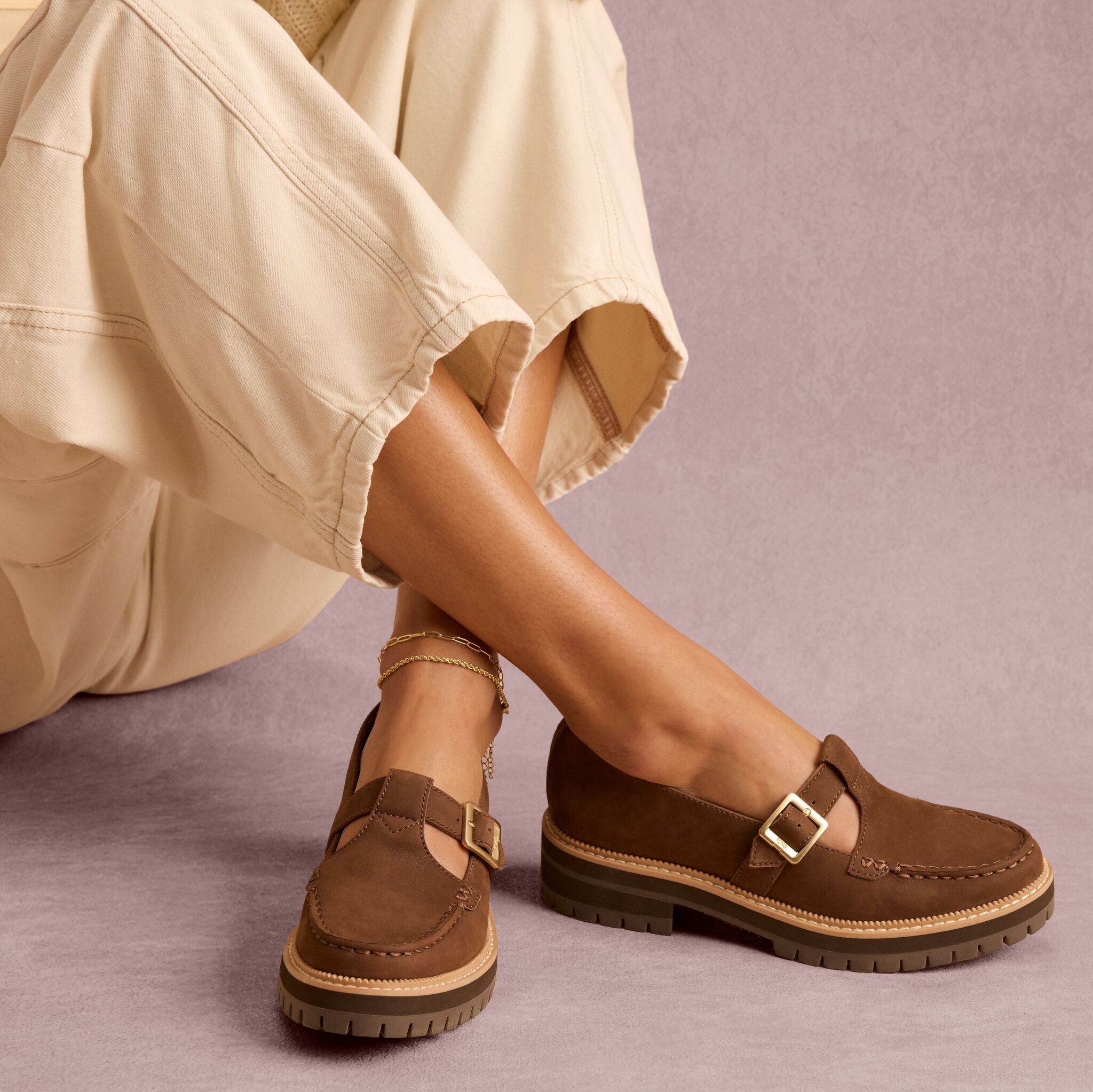 Womens Cara Mary Jane Loafer Hot Cocoa Nubuck Leather - Image 2