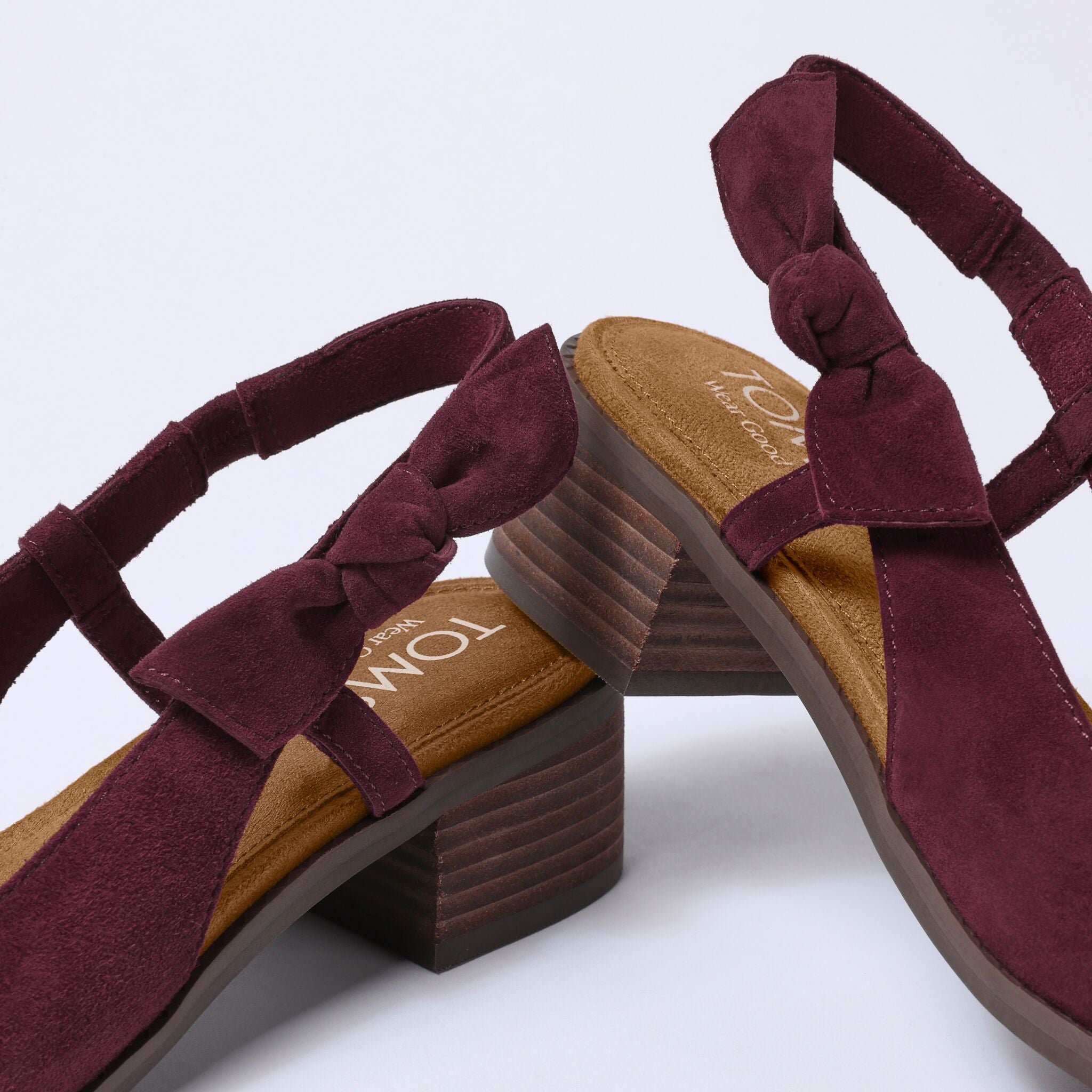 Womens Jaclyn Slingback Bow Heel Burgundy Kid Suede - Image 2
