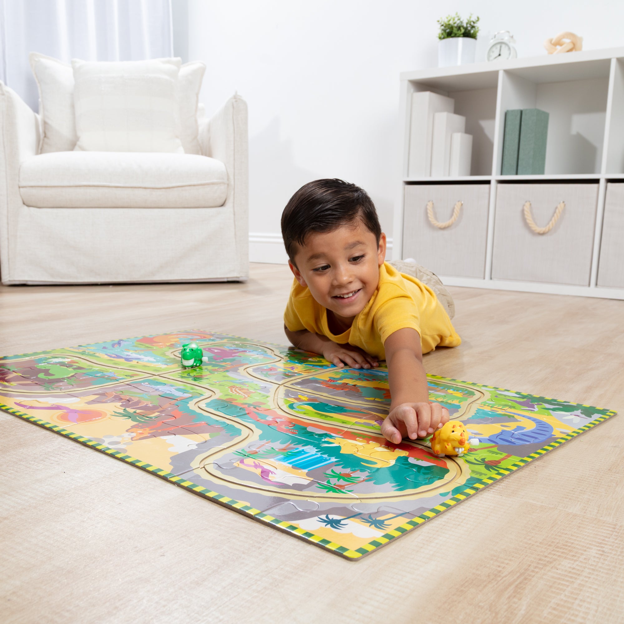 Dinosaur Adventure Tracks Floor Puzzle – 48 Pieces + 2 Wind-Up Dinosaurs - Image 4
