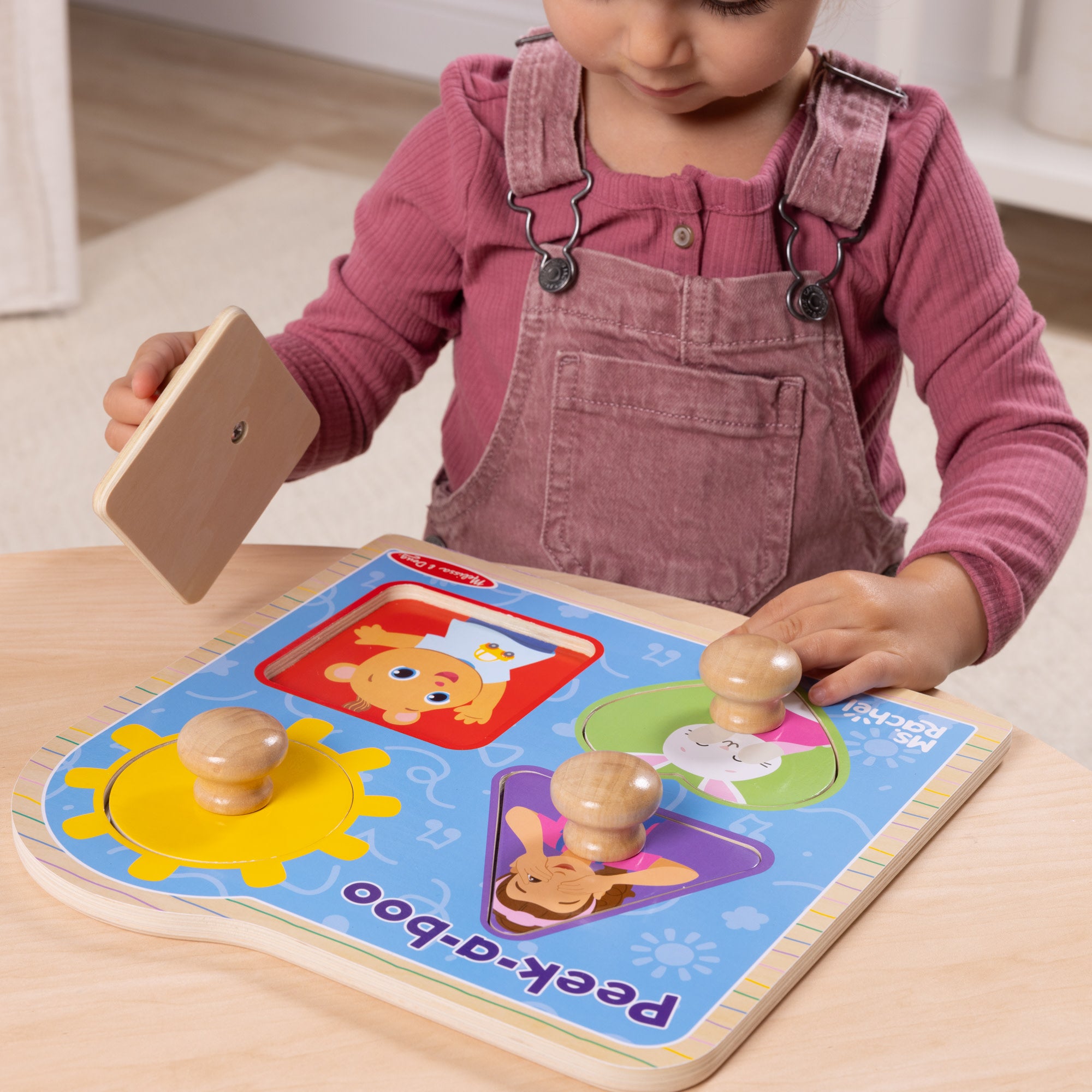 Ms. Rachel™ Wooden Peek-a-Boo Jumbo Peg Puzzle – 4 Pieces - Image 2