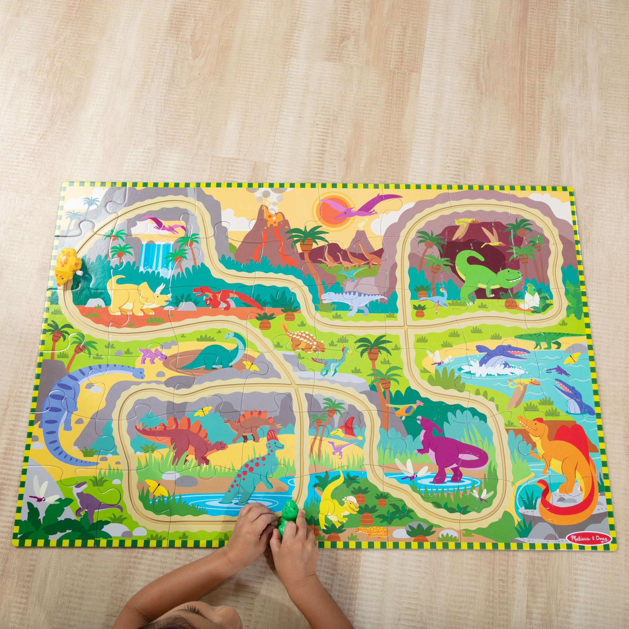 Dinosaur Adventure Tracks Floor Puzzle – 48 Pieces + 2 Wind-Up Dinosaurs - Image 7