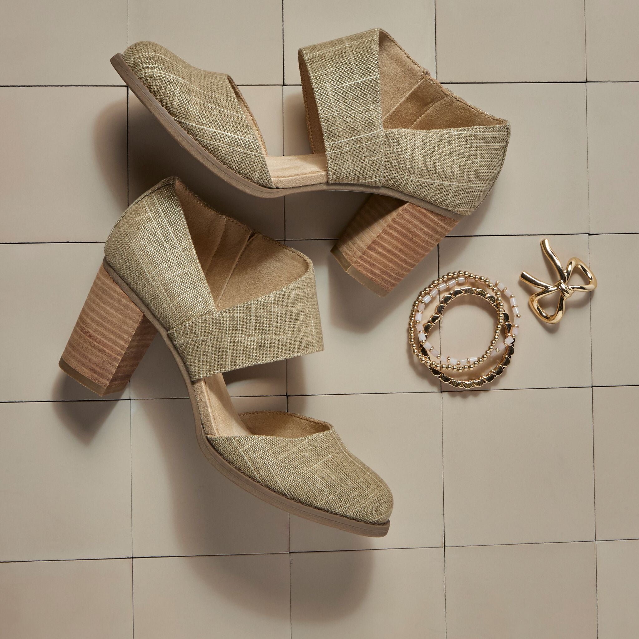 Womens Milan Nova Heel Gold Shimmer Crosshatch - Image 2