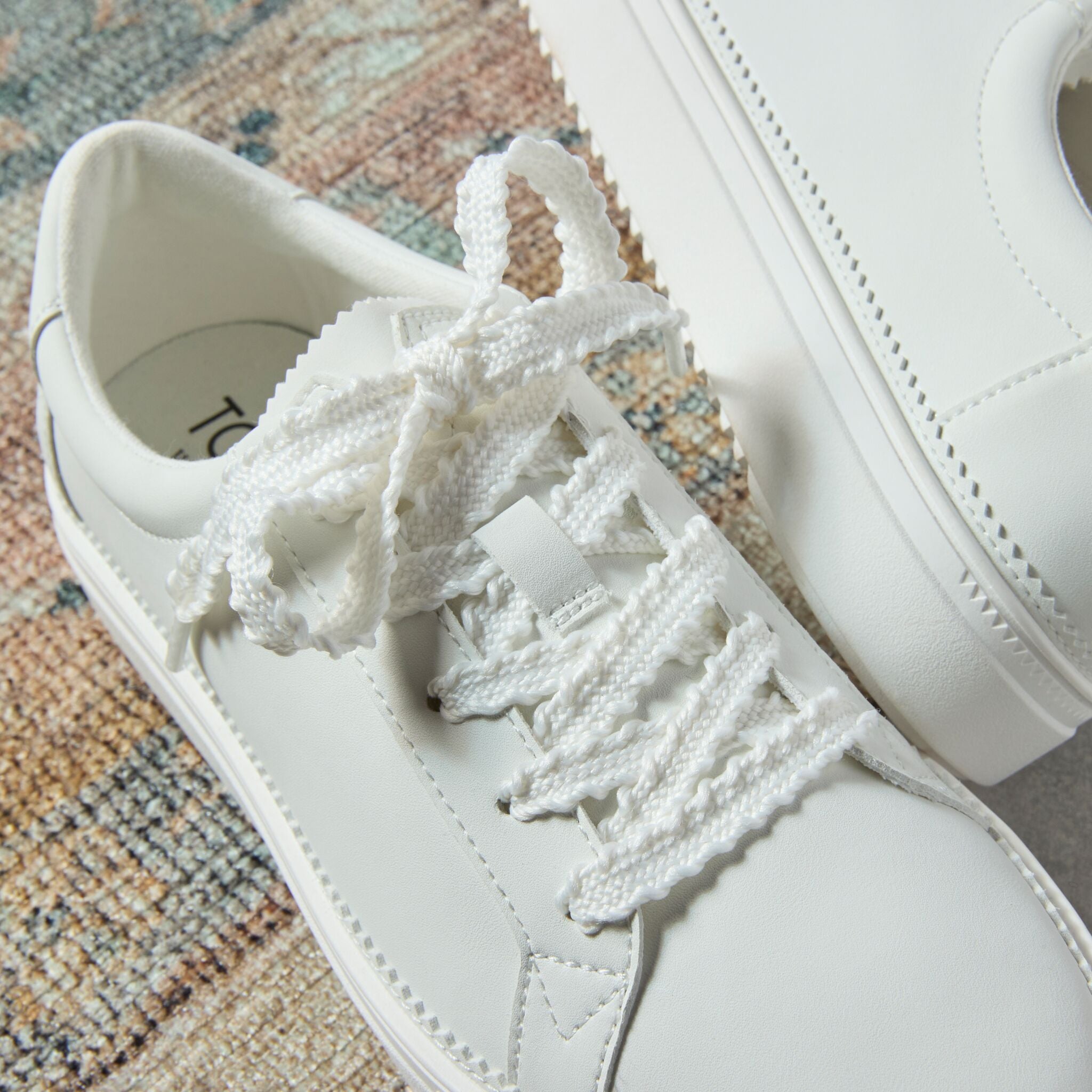 Womens Izzy Lace-Up Sneaker White Faux Leather - Image 2
